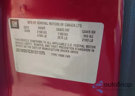 2009 Chevrolet Impala Ss z USA, uszkodzony, nr VIN 2G1WD57C391211375